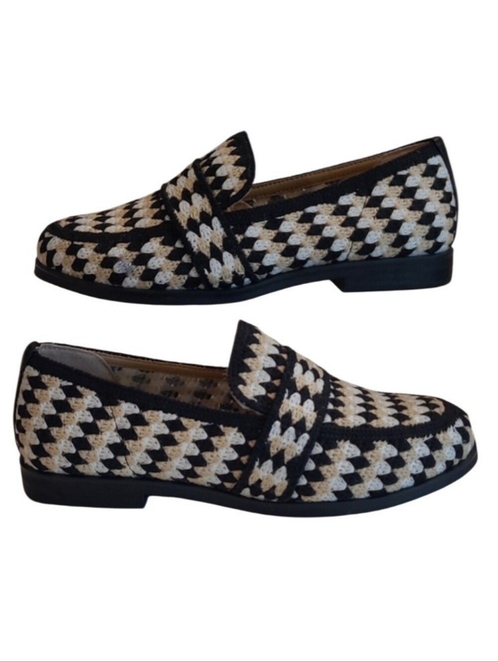 Kelly & Katie Balac Woven Checkered Fabric Slip-On Loafer Geometric Houndstooth